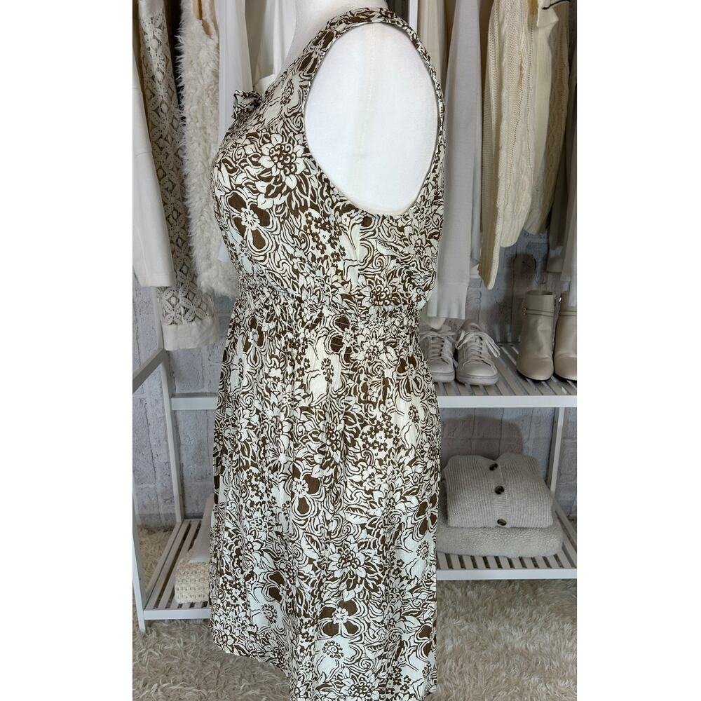 Eddie Bauer Women's Size L Cream & Brown Floral Sleeveless Sundress #0368 - Picture 3 of 11